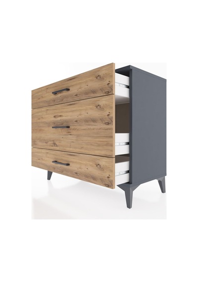 Hyperion Şifonyer 3 Çekmeceli 88x44x80 Antrasit-çam Antrasit
