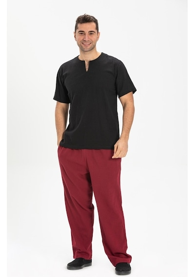 Kısa Kol Şile Bezi Bisiklet Yaka Erkek Tshirt Siyah 3003