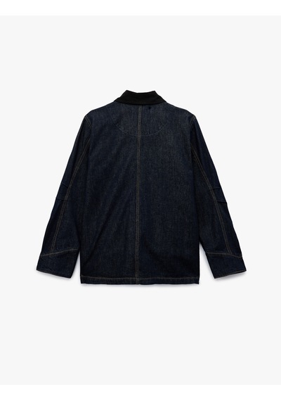 Koton Uzun Kollu Cep Detaylı Gömlek Yaka Denim Ceket Orta İndigo 6wal50008md Indigo
