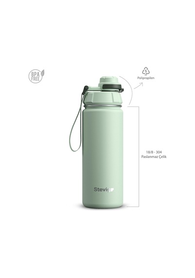 1 Hand Leak-proof Sızdırmaz Çelik Termos 500 Ml Smoke Green St-221 Çok Renkli