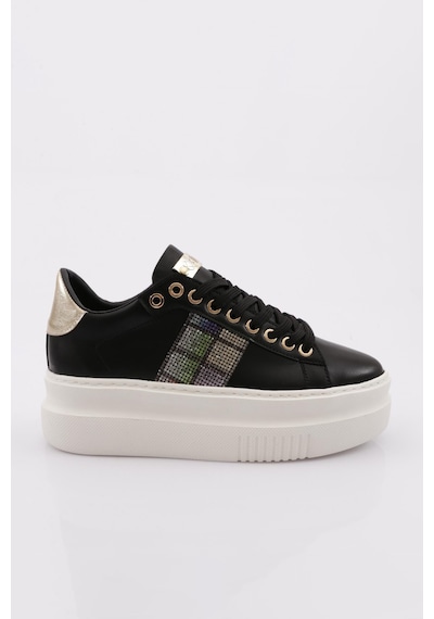 Dgn Es861 Kadin Kalin Taban Silver Taşli Sneakers Ayakkabi ES861-2007-R12593 Beyaz - Siyah