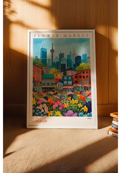 Toronto Kanada Çerçeveli Tablo Seyahat Severlere Salon Ve Ofis İçin Estetik Duvar Dekoru Travel Flower Market