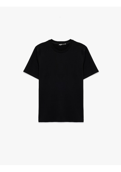 Koton Regular Fit Kısa Kollu Bisiklet Yaka Pamuklu Basic Tişört Siyah 6sam10287mk