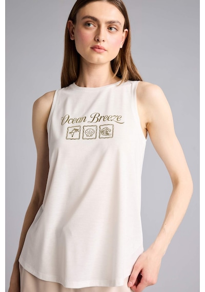 Defacto Relax Fıt Slogan Baskılı Bisiklet Yaka Atlet H9232ax26smwt34 Beyaz-wt34