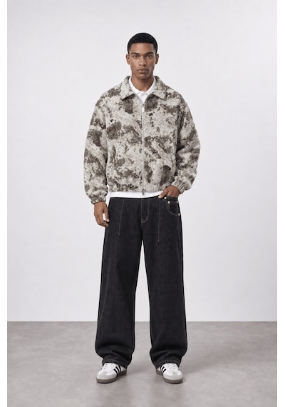 Respire Erkek Jakarlı Oversize Bomber Ceket Bej