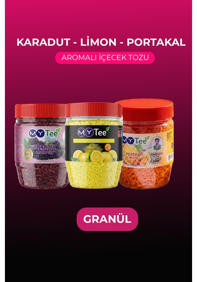 Mytee 3'lü Limon - Portakal - Karadut Aromalı Granül İçecek Tozu 3 X 250gr 750 G