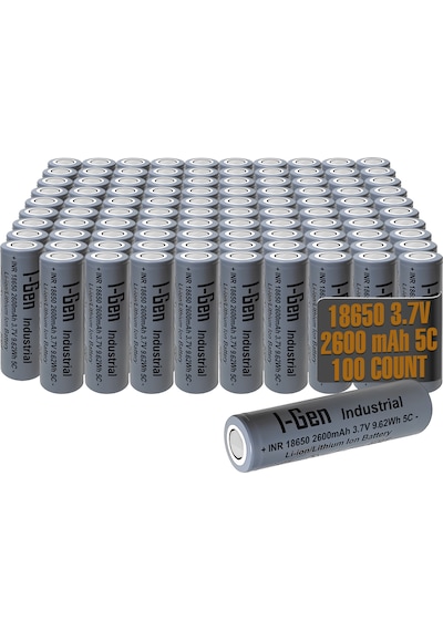 I-gen Industrial E002 Inr 18650 3.7v 2600 Mah 5c 9.62wh Li-ıon Şarjlı Pil Düz Başlı Lityum Pil 100'lü Paket I-gen143