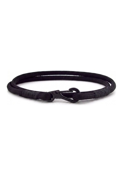 Siyah Paracord Metal Kanca Iki Sira Sarma Erkek Bileklik M011K Gri