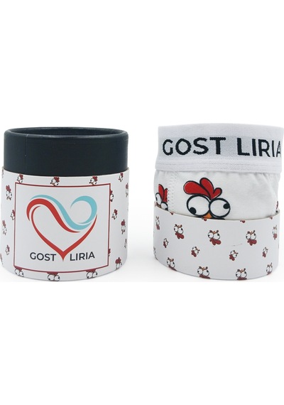 Gost Liria Chicken Desenli Erkek Boxer Beyaz