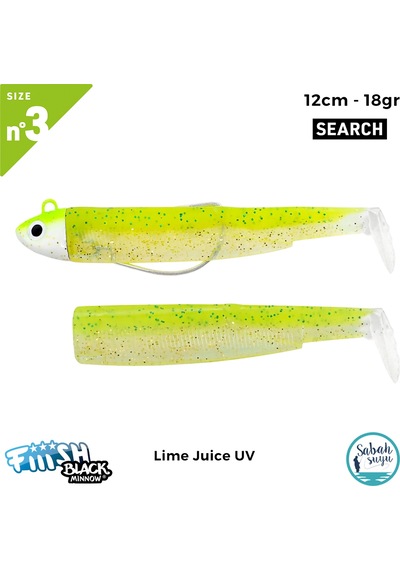 Fiiish Black Minnow Bm120/3 Bm1607 Combo Search 12cm 18gr Lime Juice Uv