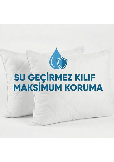 Mavera Life Su Geçirmez Kapitone Yastık Alezi Seti 2 Adet - Fermuarlı Koruyucu Kılıf 50x70 Cm Beyaz
