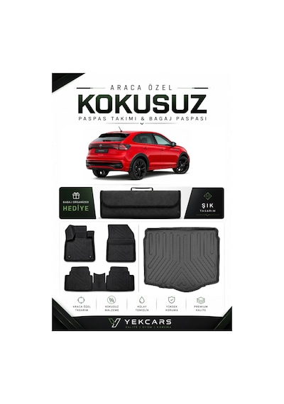 Volkswagen Taıgo 2023 Model Aracınıza Özel 4d Karbonlu Kauçuk Paspas Takımı Ve Alt Bagaj Havuzu