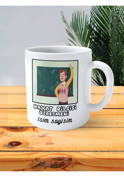 Hayat Bilgisi Öğretmeni Baskılı Kupa Bardak İsimli Kişiye Özel Öğretmenler Günü Çok Renkli