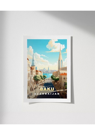 Çerçevesiz Poster Bakü Nün Modern Ve Tarihi Yüzü