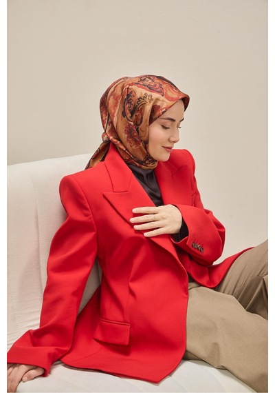 Silk Home Tivil İpek Eşarp Ist 11512- 23 Bordo Etnik Desen
