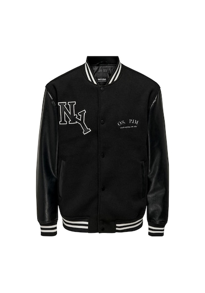 Only & Sons Onsjay Varsıty 23 Jacket Otw Siyah 001