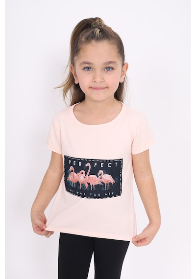 Toontoy Kids Toontoy Kız Çocuk Flamingo Baskılı Tişört Pudra