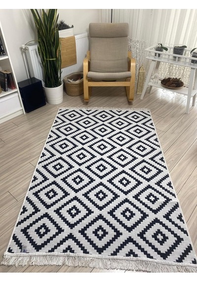Kilim Çift Taraflı Kullanılabilir Yıkanabilir Dokuma Kilim 140 215cm Çok Renkli