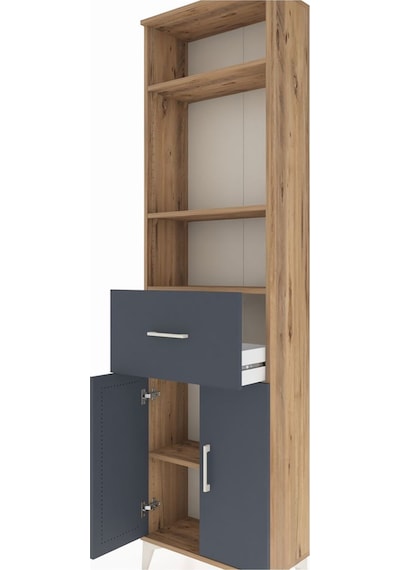 Arges Dolap 4 Raflı Tek Çekmeceli 2 Kapaklı 60x30x221 Çam-ant... Çam