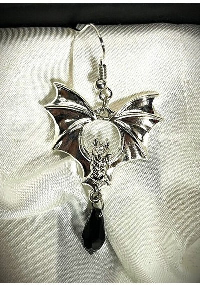 Dükkan Design Taşlı Gotik Yarasa Küpe Açık Gri
