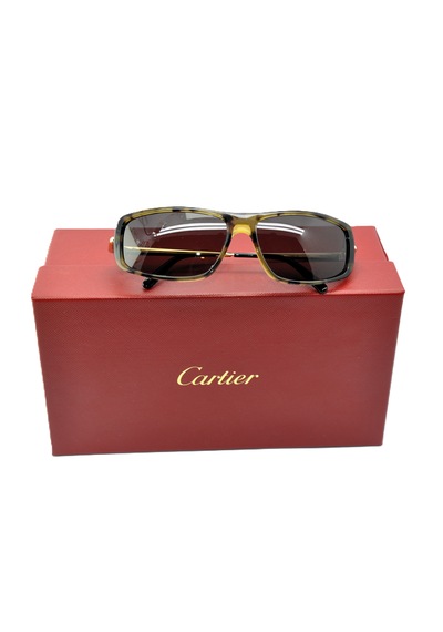 Cartier Avoriaz Bufallo Horn C Dekor Wayfarer Kahverengi Havana Güneş Gözlüğü