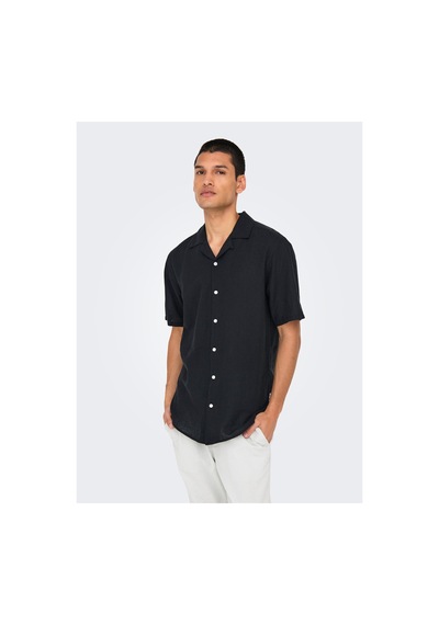 Only & Sons Onscaıden Lıfe Ss Solıd Resort Lınennoos Erkek Black Gömlek - 22025116 Black 1