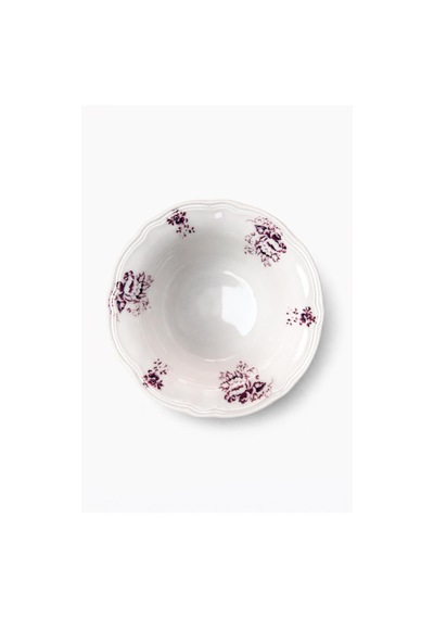 24 Parça 6 Kişilik Mürdüm Floral Desen Porselen Yemek Takımı