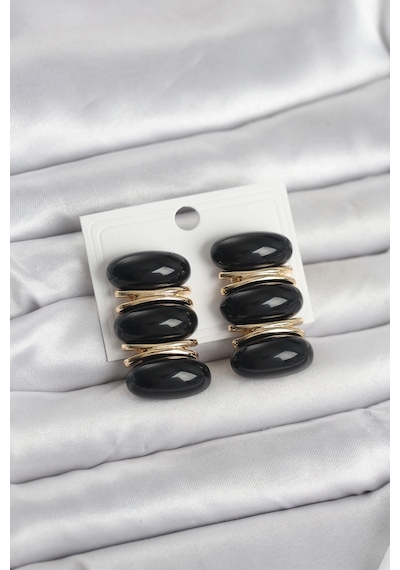 Mey İthalat Siyah Vintage Model Gold Renk Kadın Küpe Çok Renkli