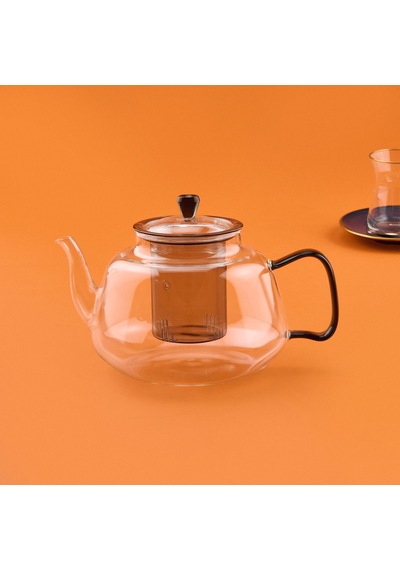 Tohanaa Cam Süzgeçli Demlik - Şeffaf / Antrasit - 1100 Ml Renkli