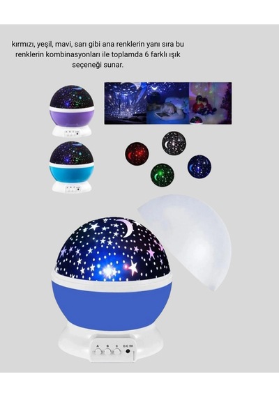 Hubrendy Tekno Çocuk Gece Lambası 6 Modlu Renkli Led Enerji Tasarruflu Masal Işığı Diğer