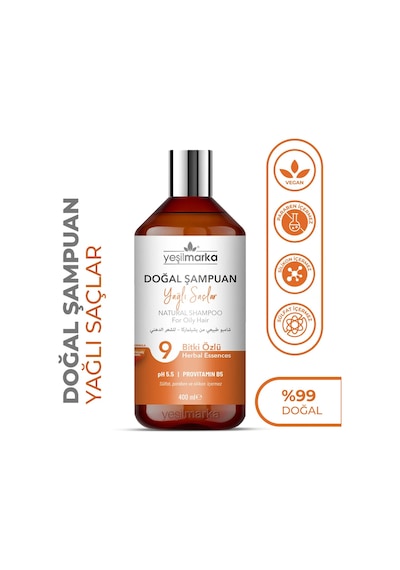 %100 Doğal Şampuan - Yağlı Saçlar Için - Organik Biberiye & Çay Ağacı Özlü - Dolgunlaştırıcı Etki