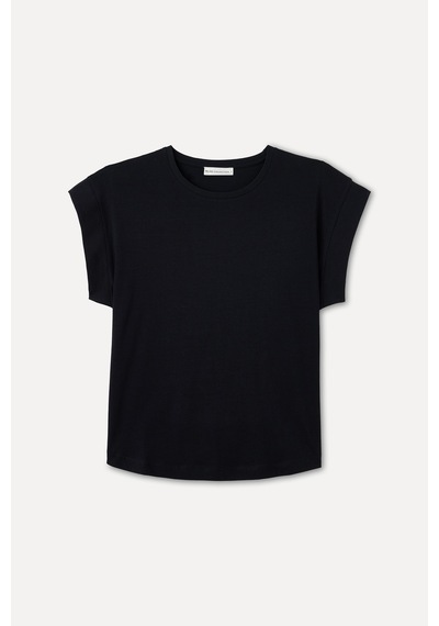 Mudo Kadın Kadın Siyah Düşük Kollu Bisiklet Yaka T-shirt 1266879
