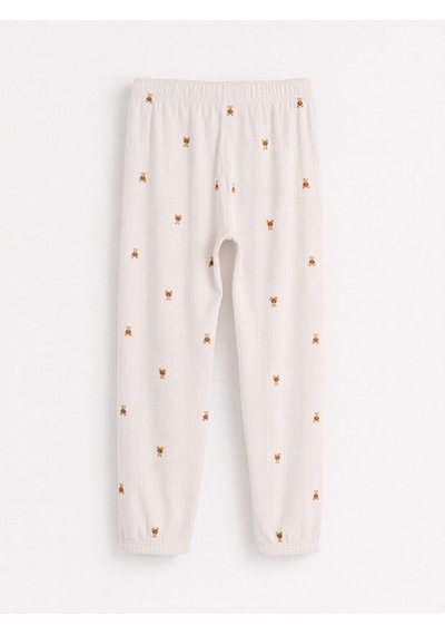 Lcw Dream Ekru Beli Lastikli Desenli Kadın Jogger Pijama Altı