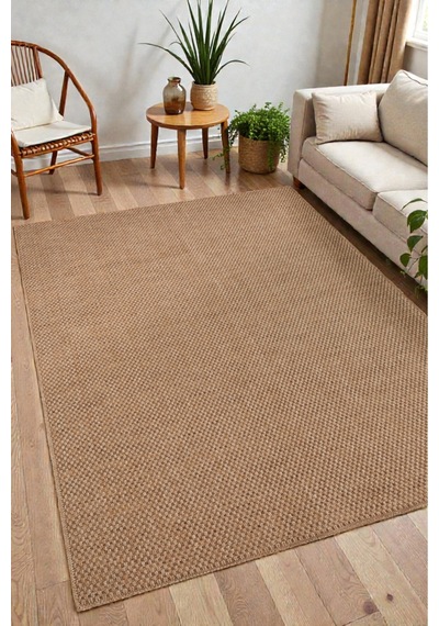 Doğal Jüt Görünümlü Düz Dokuma Kilim Minimal & Zamansız Tasarım Bej Bej