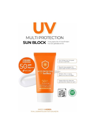 3w Clınıc Yüksek Koruma Sağlayan Ince Yapıda Spf50+ Pa +++ Multi Sun Protection Uv Sun Block