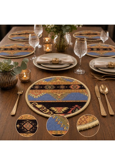 Bk Gift 6 Adet El Yapımı Anadolu İzleri Kilim Kumaşı Supla Koleksiyonu 27cm -7 Haki