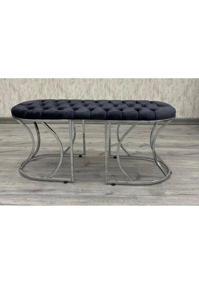 Bench Puf Bank İkili Bench Gümüş