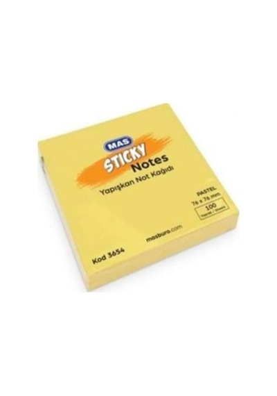 Mas Postit 100 Yaprak 76x76 Yapışkanlı Not Kağıdı Sarı - 3 Adet