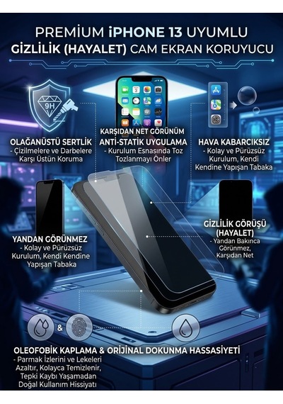 Apple Iphone 13 Uyumlu Ekran Koruyucu Hayalet Cam