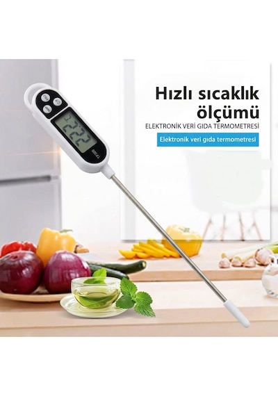 Dijital Gıda Termometresi - Mutfak Ve Yiyecek İçecek Sıcaklık Ölçüm Çubuk C/f Ölçümlü