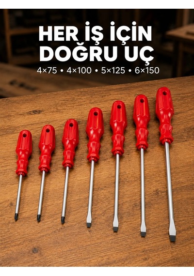 Manyetik Uçlu 7 Parça Tornavida Seti Düz Ve Yıldız Tornavida 46210496