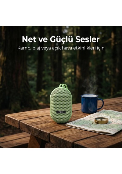 Bix Bxws01 Bluetooth 6.0 Ipx4 Suya Dayanıklı 8w Taşınabilir Hoparlör Microsd & Usb Destekli Speaker Mavi