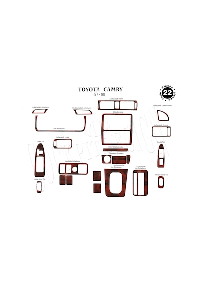 Toyota Camry Torpido Kaplama 1997-1999 22 Parça Maun