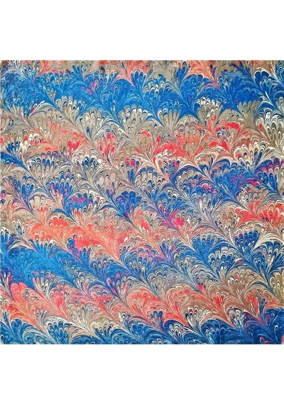 Elif Ebru Ebru Sanatı El Yapımı Özel Koleksiyon Twill İpek Eşarp Ozltıe 23 001