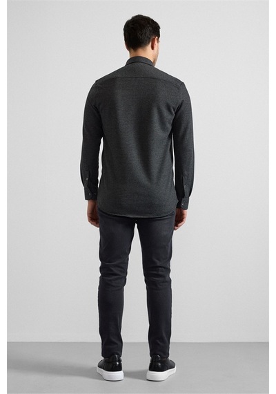 Süvari Antrasit Slim Düğmeli Yaka Manşetli Casual Gömlek Gm2025500500-s08 Antrasit