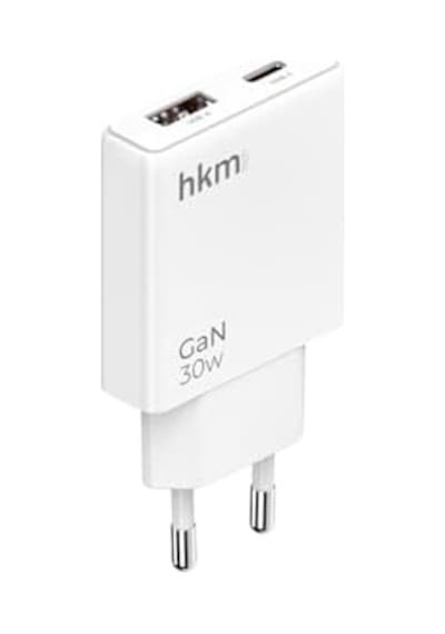 Extra Slım Gan 30w Usb-a Ve Type-c Çift Portlu Hızlı Şarj Aleti, Ultra İnce Güç Adaptörü, Beyaz