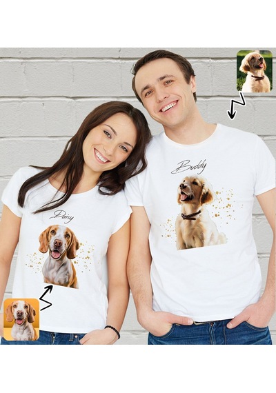 Bk Gift Kişiye Özel İki Evcil Hayvan Tasarımlı Beyaz Tişört-7, Sevgiliye Hediye, Arkadaşa Hediye, Trend T-shirt Kobitmeyencom33929 Bk Gift