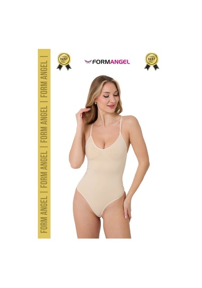 Carlburn Korse İz Bırakmayan Kaymaz Seamless Toparlayıcı Dikişsiz Kadın Çıtçıtlı String Body Korse - 4 Adet Ten