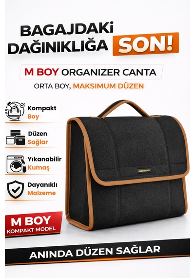 Oto Bagaj Organizer Bagaj Çantası M Boy Kaymaz Cırt Bantlı Velur Kompakt Düzenleyici - Mcx5