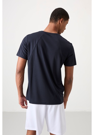 Tommy Life Lacivert Polyester Nefes Alan Dokulu İnce Esnek Standart Fit Erkek Performans T-shirt - 88391 Lacivert